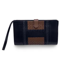 Bottega Veneta Black Intrecciato Leather Multifuctional Clutch Bag