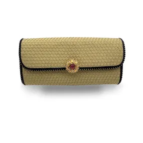 Bottega Veneta Vintage Woven Fabric Jeweled Evening Clutch Bag