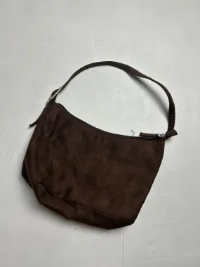 Brown suede medium besace shoulder bag