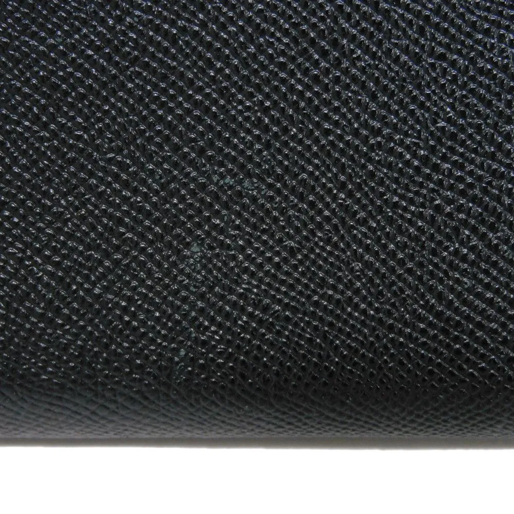 BVLGARI Long Wallet Purse 36710 Grain calf leather (embossed) black x royal blue Bulgariman Long zip wallet mens Used Authentic