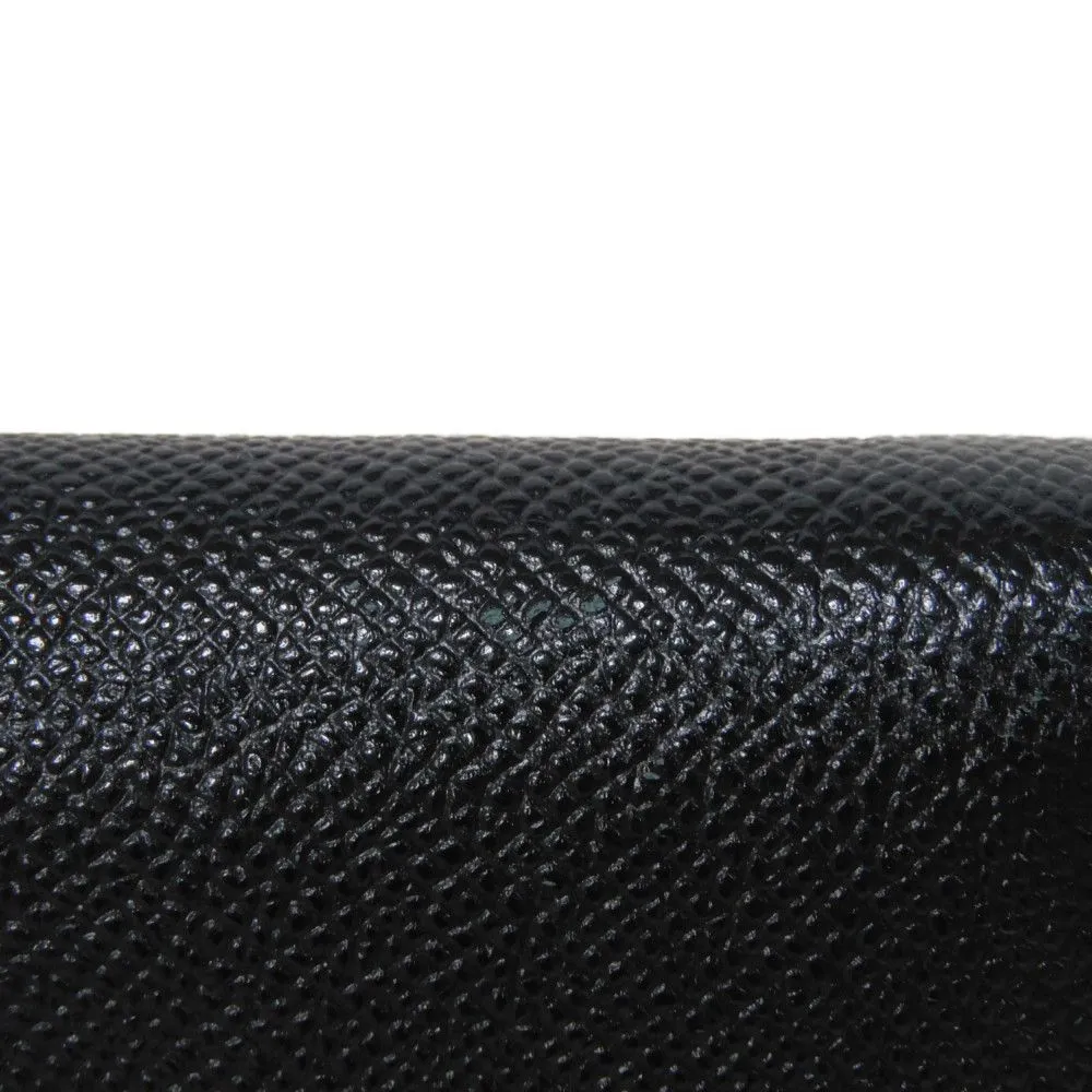 BVLGARI Long Wallet Purse 36710 Grain calf leather (embossed) black x royal blue Bulgariman Long zip wallet mens Used Authentic