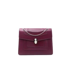 Bvlgari Plum Leather Medium Serpenti Forever Flap Shoulder Bag