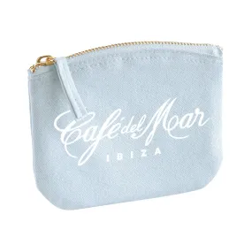 Café del Mar Ibiza White Bold Logo Organic Cotton Canvas Zip Purse