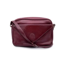 Cartier Vintage Burgundy Leather Messenger Shoulder Bag