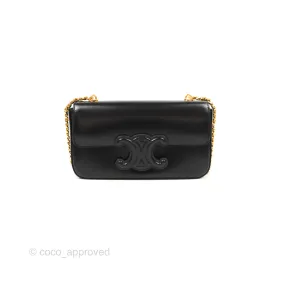 Celine Triomphe Chain Shoulder Bag Black Shiny Calfskin