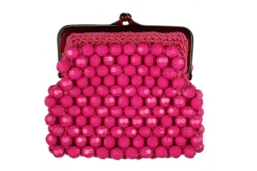 Fuchsia faceted beaded clutch