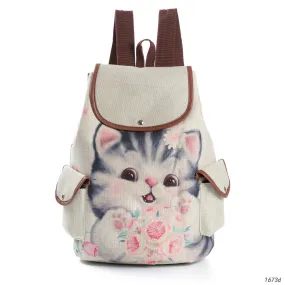 Kawaii Cat Print School Backpack