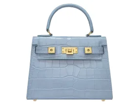 Maya Midi Orinoco 'Croc' Print Calf Leather Handbag - Bluebell