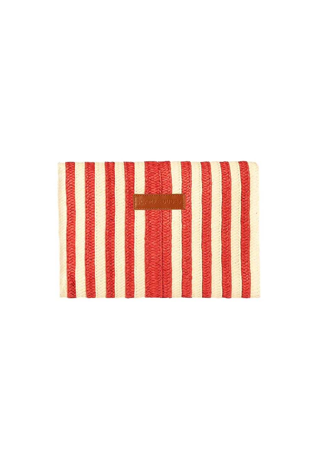 Natural with Red Stripe Woven Clutch Bag