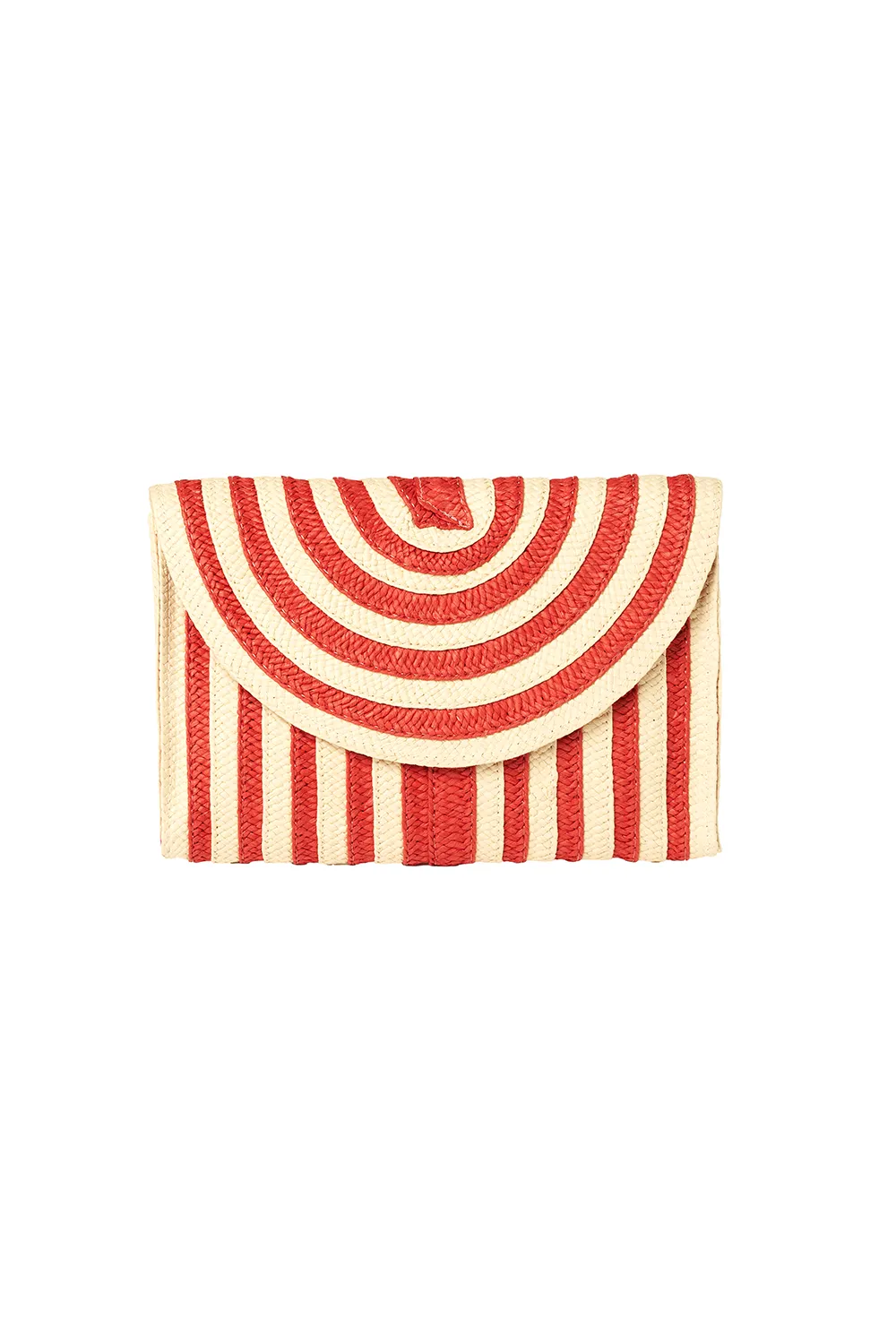 Natural with Red Stripe Woven Clutch Bag